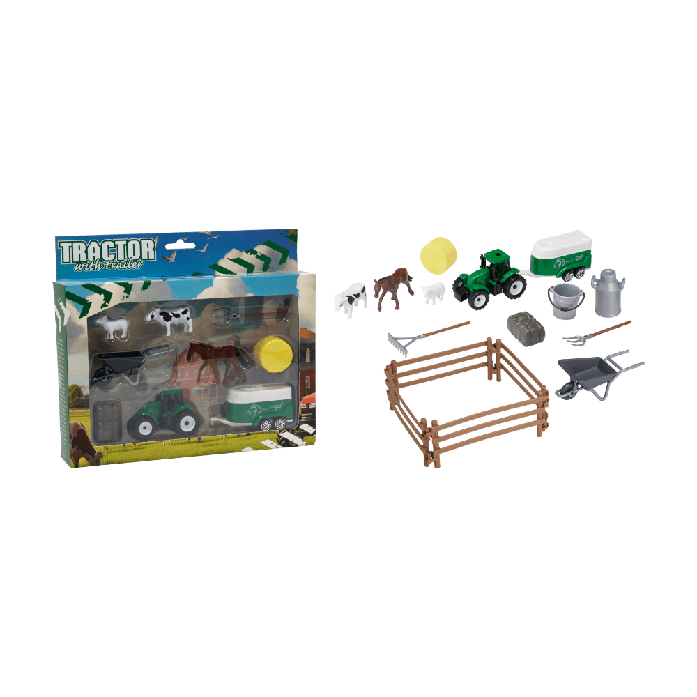 TRACTOR MET AANHANGER EN ACCESOIRES