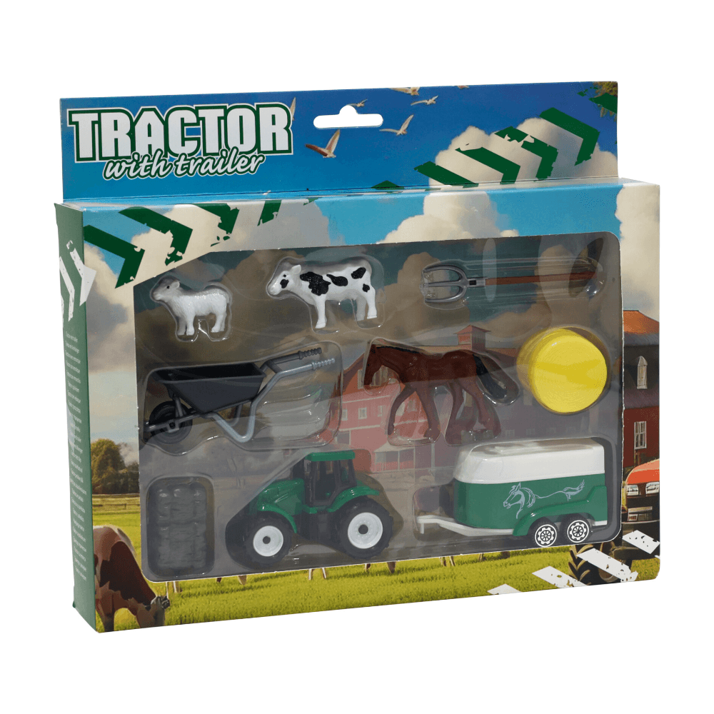 TRACTOR MET AANHANGER EN ACCESOIRES