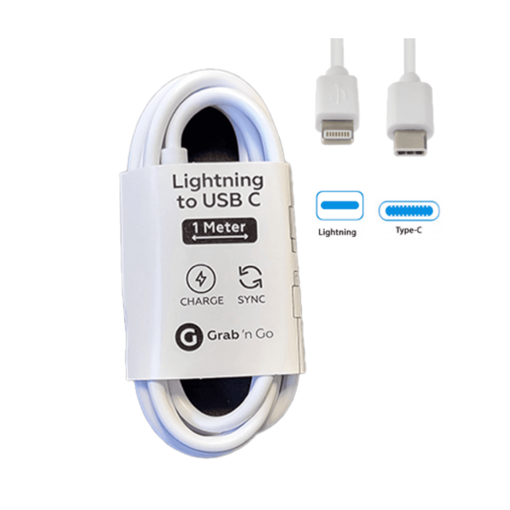 Grab 'N Go - Datacable Lightning to USB C 1m (NON MFi) White