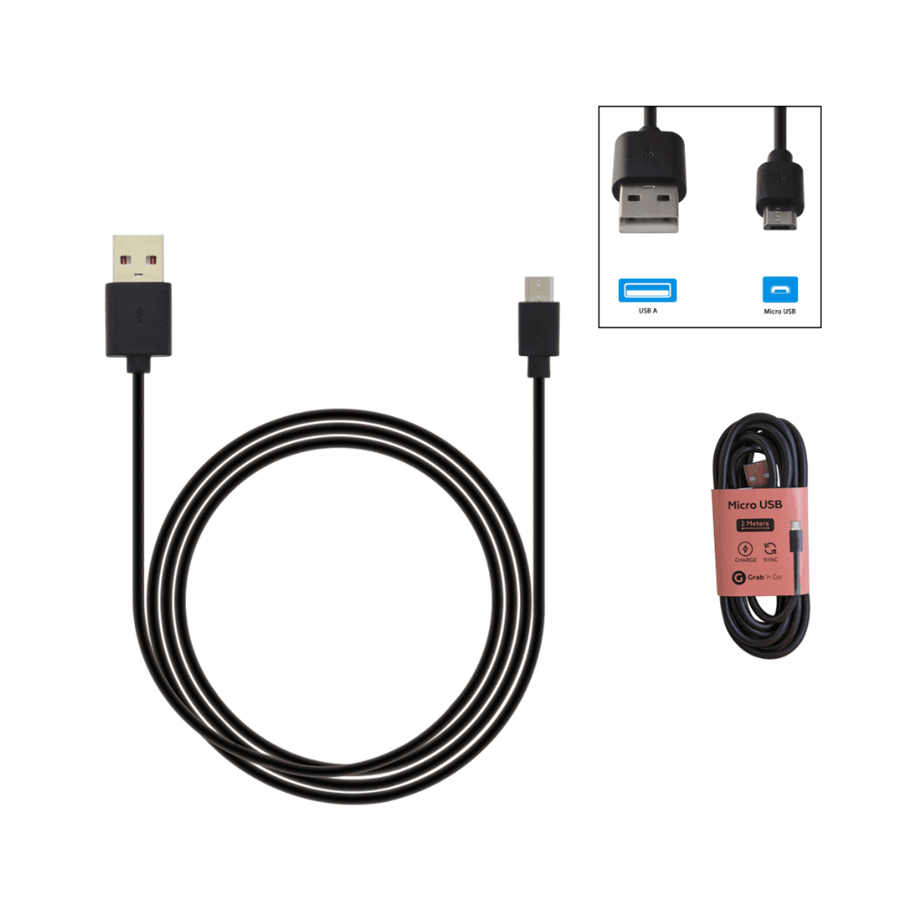 Grab 'N Go - Datacable Micro USB 2m Black
